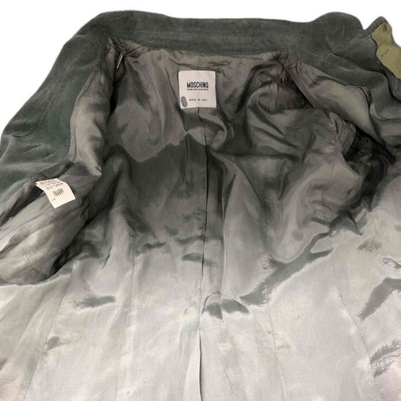 MOSCHINO "Cheap and Chic" Grey Corduroy Blazer with Flower/Leaves Appliques - Picture 3 of 9